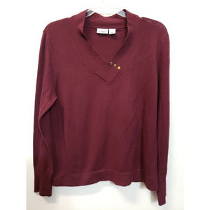 Cato Women's Pullover Sweater Top, Size Lg Burgandy Long Sleeve vneck